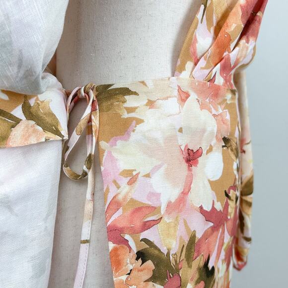 Significant Other Kenna Linen Blend Floral Mini Wrap Dress - Picture 7 of 14